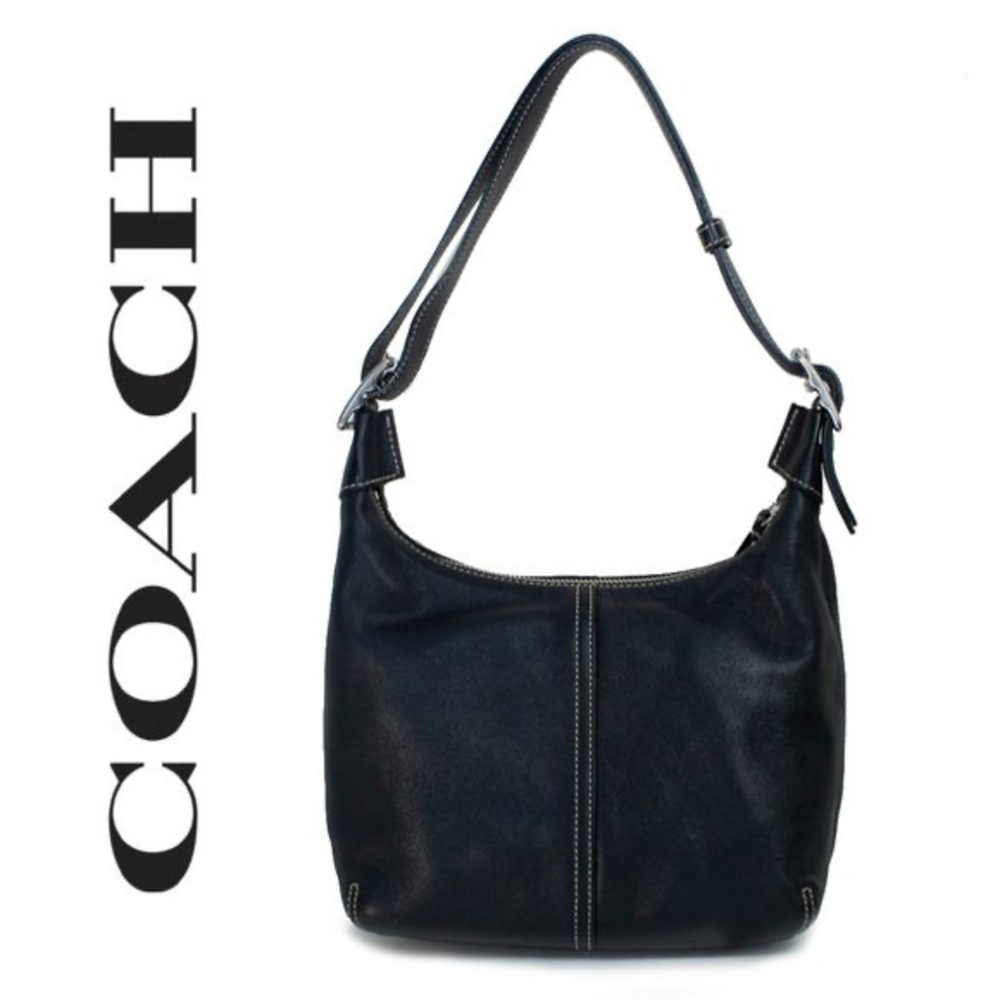 Vintage authentic COACH convertible bucket bag. Black genuine leather purse